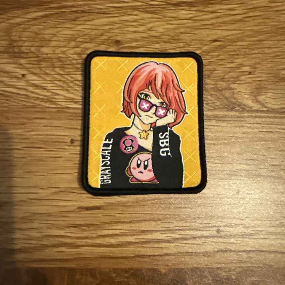 Castle x Grayscale Smashed Brothers Gear Kirby Gal EDC Woven Pouch Patch